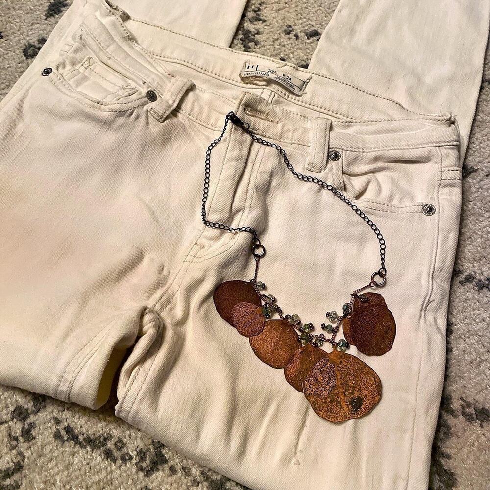 Distressed white boho chic straight